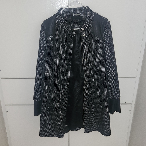 Steve Madden Black and White Patterned Leather Jacket - Picture 1 of 16